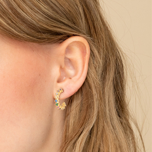 Boucles d'oreilles créatives et polyvalentes ROXI, style simple en forme de C, en argent sterling S925, avec zircon coloré - Product Image 4