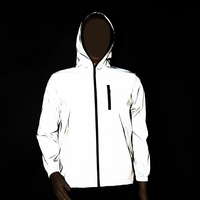 Veste de mode urbaine pour homme FG2301 avec logo personnalisé, fermeture éclair intégrale, col montant, paillettes réfléchissantes 3M, vêtements de nuit, manteaux personnalisables