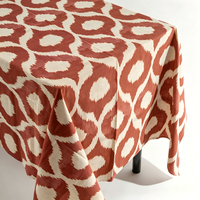 Nappe en coton et lin imprimée Ikat de 58 pouces, motif géométrique bohème, housse de table rectangulaire pour salle à manger, impression personnalisée