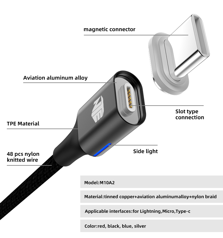 27 Вт Кабель для быстрой зарядки Магнитный зарядный кабель для всех телефонов