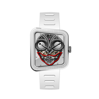 Montre mécanique squelette crâne extraterrestre, boîtier polygone irrégulier, design conceptuel unique, tendance mode, montre-bracelet automatique crâne étrange