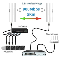 Pont sans fil CPE 5.8G 900Mbps extérieur - 4-5KM, liaison point à point / point à multipoint pour caméra IP de sécurité, 1 paire