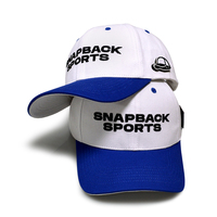 Casquettes de baseball color block en sergé 6 panneaux style urbain avec visière courbée, broderie plate personnalisée et patch latéral pour cadeaux d'équipe, casquettes de sport