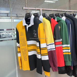 Maglia Personalizzata a Maniche Lunghe a Righe Stile Polo da <span class=keywords><strong>Rugby</strong></span> Realizzata su Ordinazione in Poliestere/Cotone per Abbigliamento da Calcio - Product Image 3