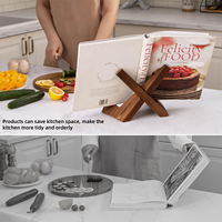 Support de Livre de Recettes en Bois de Chêne Écologique et Durable, Fait Main, Présentoir de Salon pour Livres de Recettes, Tablettes, Photos, Idéal comme Cadeau