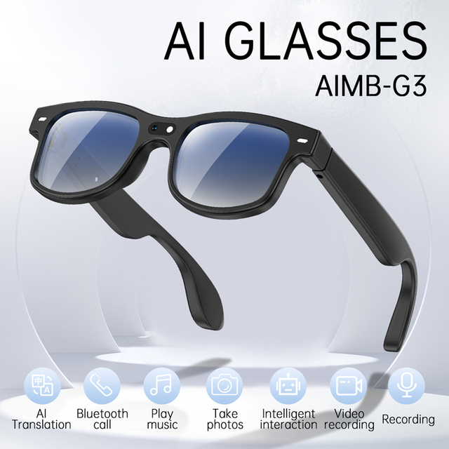 AIMB G3 AI Smart Glasses Color Changing Intelligent Translation 8MP Camera Recording AAC Speaker Dual Mic BT HD Audio Sunglasses