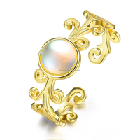 Lotus Fun Handmade China Element Sterling Silber 18 Karat vergoldet Luxus Big Open Arbeits muster verstellbarer Ring Feiner Schmuck