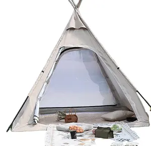 Vendite calde campeggio all'aperto tenda Teepee portatile pieghevole ispessimento panno di cotone piramide selvaggia tenda da campeggio attrezzatura per la protezione solare