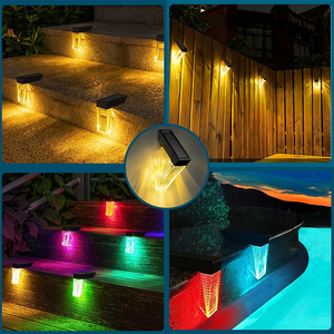 Lumières solaires d'escalier blanc chaud couleur changeante applique murale solaire éclairage de terrasse de clôture pour décor de <span class=keywords><strong>balcon</strong></span> <span class=keywords><strong>extérieur</strong></span> - Product Image 4