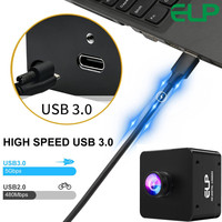 Kamera USB 3.0 ELP High Speed 1080P 230FPS 4K 60FPS 12MP dengan Lensa Distorsi Rendah IMX577 Mini Webcam untuk Visi Mesin Terintegrasi