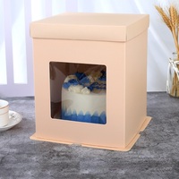 Boîte d'emballage de gâteau en papier haut uni blanc rose 8 10 12 14 pouces avec fenêtre