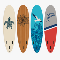 Mini Mal Custom Color Longboard Surfboard Beginner-Friendly Soft Top avec Tri Fin Setup Fabriqué en fibre de verre et EPS