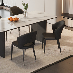 2025 mẫu mới kiểu Ý ghế ăn tại nhà chính hãng Da tối giản ánh sáng sang trọng cao cấp Ghế họp ghế ăn - Product Image 4