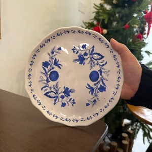 จานอาหารค่ำพอร์ซเลนเรโทรสีฟ้าและสีขาวเครื่องใช้บนโต๊ะอาหารสไตล์ตะวันตกสุดหรูสำหรับงานนำเสนอ - Product Image 2