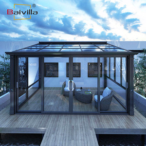 Véranda en aluminium et verre, <span class=keywords><strong>solarium</strong></span> 4 saisons, espace ensoleillé polyvalent, serre extérieure rétractable sur mesure, triangle, hôtel - Product Image 6