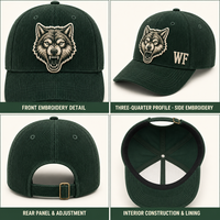 Casquette de baseball en velours côtelé personnalisée avec logo brodé, 6 panneaux, gris foncé texturé, style vintage, pour l'automne