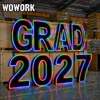 WOWORK 2026 RGB Télécommande via application, Enseigne lumineuse LED néon en acrylique de 90 cm (3 pieds) en forme de chiffres, pour décoration d'anniversaire, de mariage et de fête