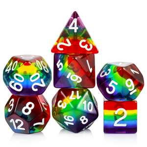 Vente en gros de dés polyédriques en résine transparente arc-en-ciel de 16 mm personnalisés pour D&D <span class=keywords><strong>RPG</strong></span> - Product Image 2