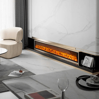 Cheminée électrique linéaire encastrée ultra-mince, 7 couleurs RGB, flamme réaliste, télécommande, chauffage, décoration murale moderne pour salon