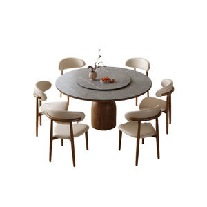 Ensemble table et chaises rondes en bois massif style nordique, 4 pièces, structure robuste pour salle à manger - Product Image 5