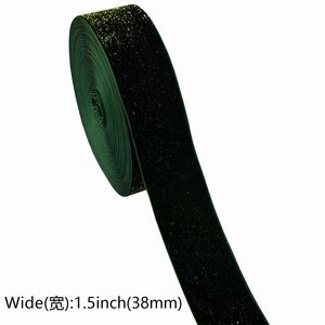 Ruban en velours pailleté de haute qualité 3,8 cm pour emballage cadeau de Noël 10 yards/rouleau - Product Image 5