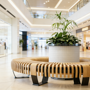 Banco Circular <span class=keywords><strong>de</strong></span> <span class=keywords><strong>Madera</strong></span> con Jardinera Central para Jardín, Patio o Interiores, Asientos con Diseño Inspirado en Árboles - Product Image 2