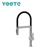 Robinet de cuisine thermostatique à levier unique YEETE avec flexible rétractable en silicone, haute pression, eau chaude/froide, pulvérisation à distance, finition noire
