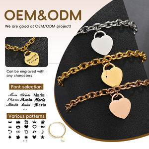 Bracelet en acier inoxydable avec pendentif circulaire en forme de trombone, gravé au laser, plaqué titane/argent, unisexe, idéal pour un anniversaire - Product Image 5