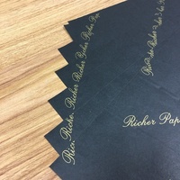 Papier d'emballage en tissu coloré de marque imprimé avec un logo doré/blanc/noir de luxe