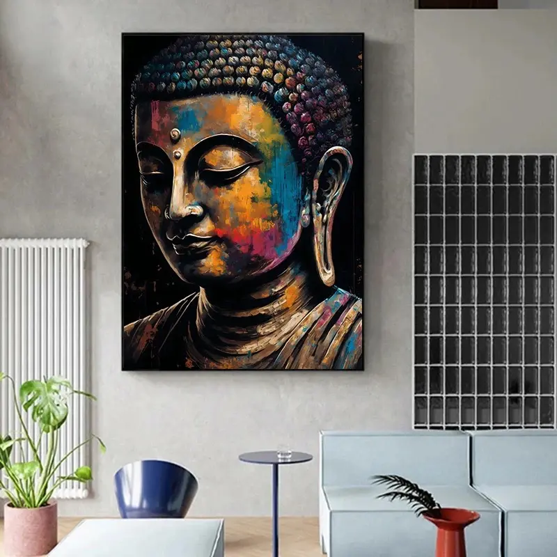 Pintura Moderna Personalizada Wall Art Indian Buda Estátua Pinturas Luxo 100% Pintados À Mão Mural Handmade Home Decor Pintura A Óleo