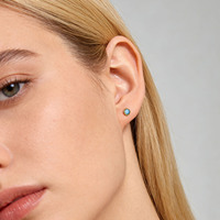 Anting-anting stud mini batu pirus asli berlapis emas 18K dan rhodium, perak sterling 925, grosir, mungil, untuk pesta pernikahan