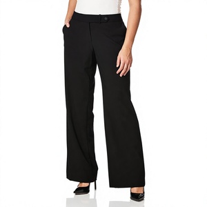 Pantalon de costume décontracté taille haute coupe droite MUBEEN AMMAR LEATHER INDUSTRY, longueur intégrale, noir uni, coupe régulière pour femme, respirant - Product Image 2