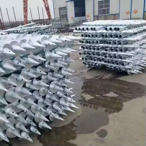 יתד קרקע ספירלי; עוגן קרקע בורגי פוטו-וולטאי מגולוון בחום; יתד פלדה מלא בברזל; חלקים מוטמעים. - Product Image 1