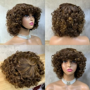 Peluca de Cabello Humano 100% Virgen, Rizado Suelto SDD, Peluca con Flequillo Super Double Dawn - Product Image 3
