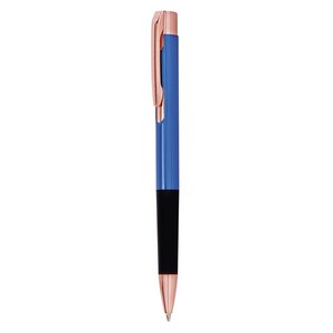 Stylo bille promotionnel ROSE GO en satin bleu clair poli, corps en laiton et acier de 0,7 mm avec logo personnalisé, stylo bille fantaisie - Product Image 1