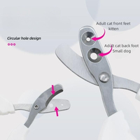 Coupe-ongles pour chien et chat en acier inoxydable, double trou, anti-saignement, outil de toilettage pour animaux de compagnie