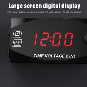 <strong>2</strong> in 1 12V <strong>Digital</strong> LED <strong>Display</strong> Meters Voltmeter Clock Thermometer Indicator Gauge Panel Meter for Motorcycle <strong>Digital</strong> Clock - Product Image 5