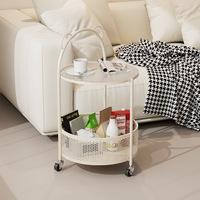Table d'appoint en verre style crème, table de rangement simple, étagère de rangement mobile, petite table basse