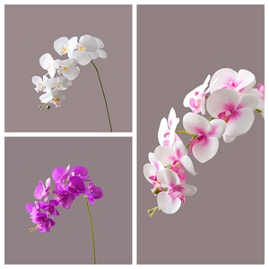 ดอกกล้วยไม้ฟาแลนนอปซิสประดิษฐ์ สีขาว สีม่วงอ่อน สีม่วงเข้ม ทำจาก PVC ยางนิ่ม สำหรับตกแต่งงานแต่งงาน - Product Image 3
