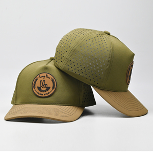Casquette de baseball sportive imperméable à 5 panneaux à séchage rapide, avec logo personnalisé, patch en caoutchouc PVC, découpe laser - Product Image 1