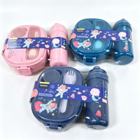 Lot de boîtes à lunch pour enfants sans BPA, de qualité alimentaire, avec bouteille d'eau et cuillère, conteneur portable pour le déjeuner scolaire