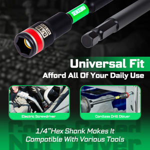 SAE ชุดไดรเวอร์น็อต DIY ยาว150มม. มีรหัสสีก้านหกเหลี่ยม1/2เต้ารับยาวสำหรับปรับแต่งได้สำหรับพื้นที่แคบ - Product Image 3