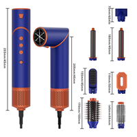 Sèche-cheveux et lisseur/brosse à boucler 6-en-1 Air Styler, moteur BLDC 1600W, 3 vitesses, auto-bouclage, double tension, chauffage rapide, ionique