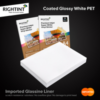 Láminas de Vinilo para Etiquetas de Inyección de Tinta de Película PET Blanca de una Cara de Primera Calidad, Adhesivo Acrílico, Adhesivo Activado por Agua, Papel Adhesivo para Enmascarar