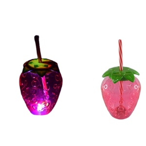 Reusable 17oz LED Strawberry <b>Cup</b> Light Cute Juice Glass with 1R1G1B LED for Family Holiday Parties Event - Product Image 1