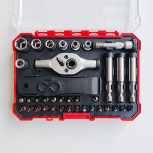 38-Piece 1/4 Mini Double-Ended Ratchet Wrench Set With Colored Bits For Bicycle Repair - Product Image 2