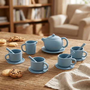 Juego de Té de Silicona para Niños, Juguete de Casa de Juegos para Bebés, Tetera Gongfu, Taza de Té de <span class=keywords><strong>la</strong></span> Tarde, 4-6 Años, Regalo Personalizado Resistente a Caídas - Product Image 1