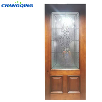 Porte d'entrée d'appartement en bois de pin massif 100% avec cadre en verre, design traditionnel, finition pour la décoration de chambre, épaisseur 35-45 mm