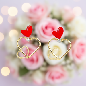 Pendientes de Corazón Karatmania, Chapados en Oro, con Cristales de Estrás, Joyería Romántica para Mujer, para Uso Diario - Product Image 2