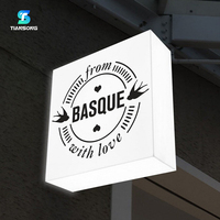 Boîtes lumineuses publicitaires LED personnalisées, boîte en acrylique carrée pour café, éclairage extérieur, signalisation lumineuse, enseigne en acier inoxydable pour barbier